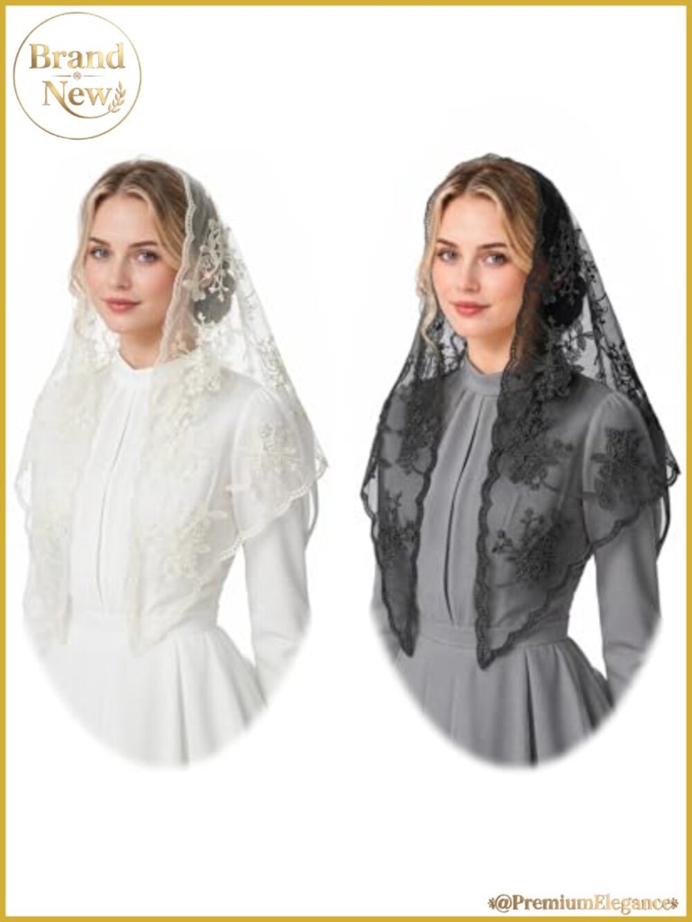 2pk Triangle Lace Catholic Veils for Women Chapel Mantilla Head Scarf